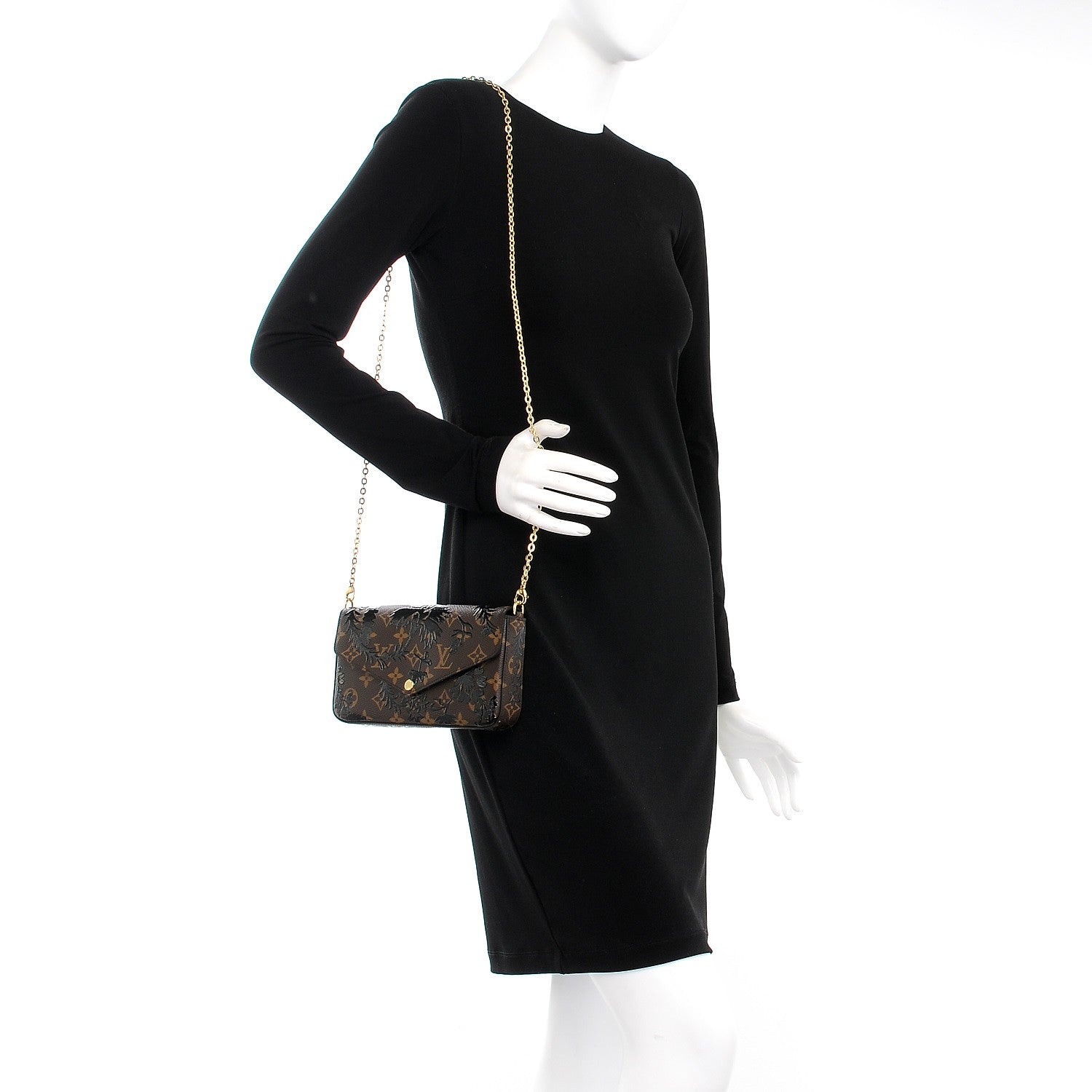 Louis Vuitton Monogram Blossom Pochette Felicie Chain Wallet Black 2 of 11