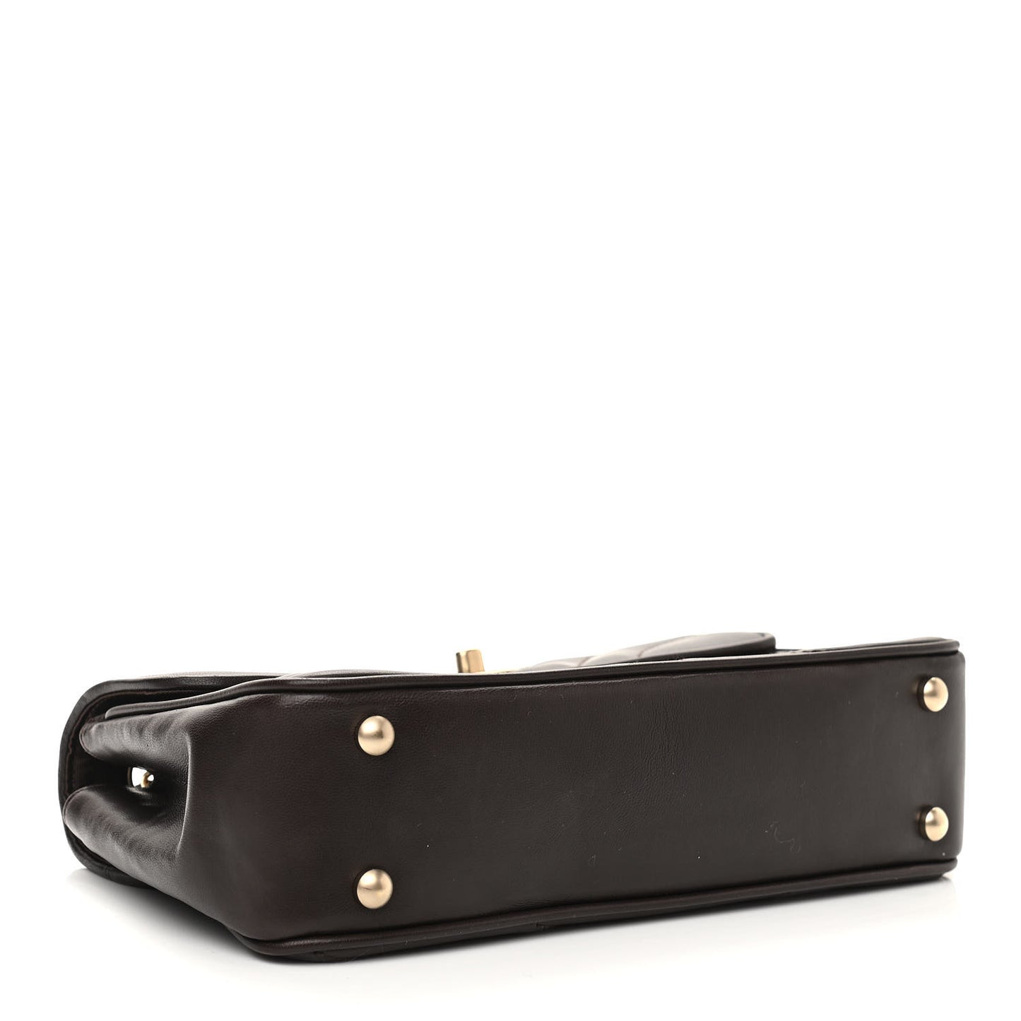 Lambskin Chevron Quilted Medium Single Flap Bag Dark Brown