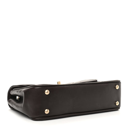 Chanel Lambskin Chevron Quilted Medium Single Flap Bag Dark Brown 3 of 10