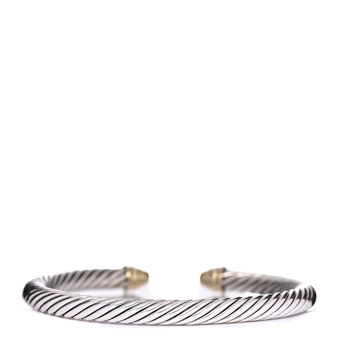 Sterling Silver 18K Yellow Gold Diamond 5mm Cable Classics Bracelet