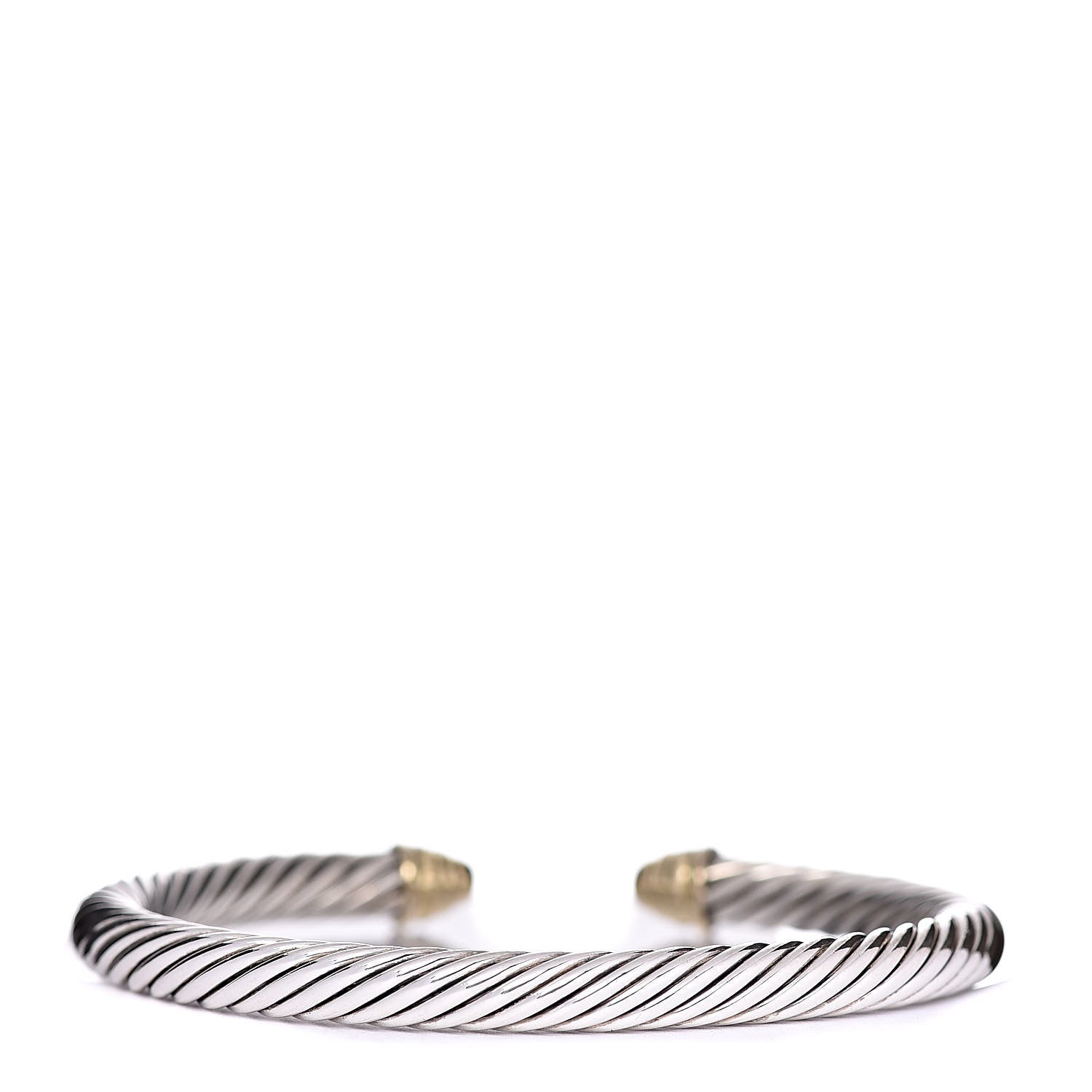 David Yurman Sterling Silver 18K Yellow Gold Diamond 5mm Cable Classics Bracelet 3 of 4
