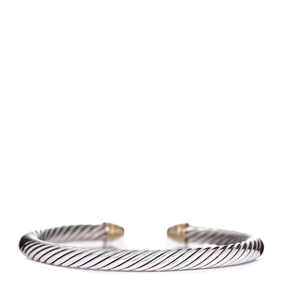 David Yurman Sterling Silver 18K Yellow Gold Diamond 5mm Cable Classics Bracelet 3 of 4