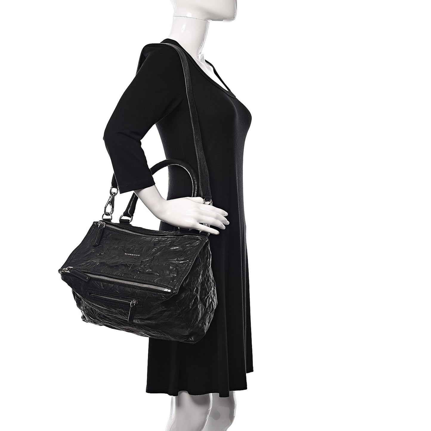 Tumbled Sheepskin Medium Pandora Bag Black