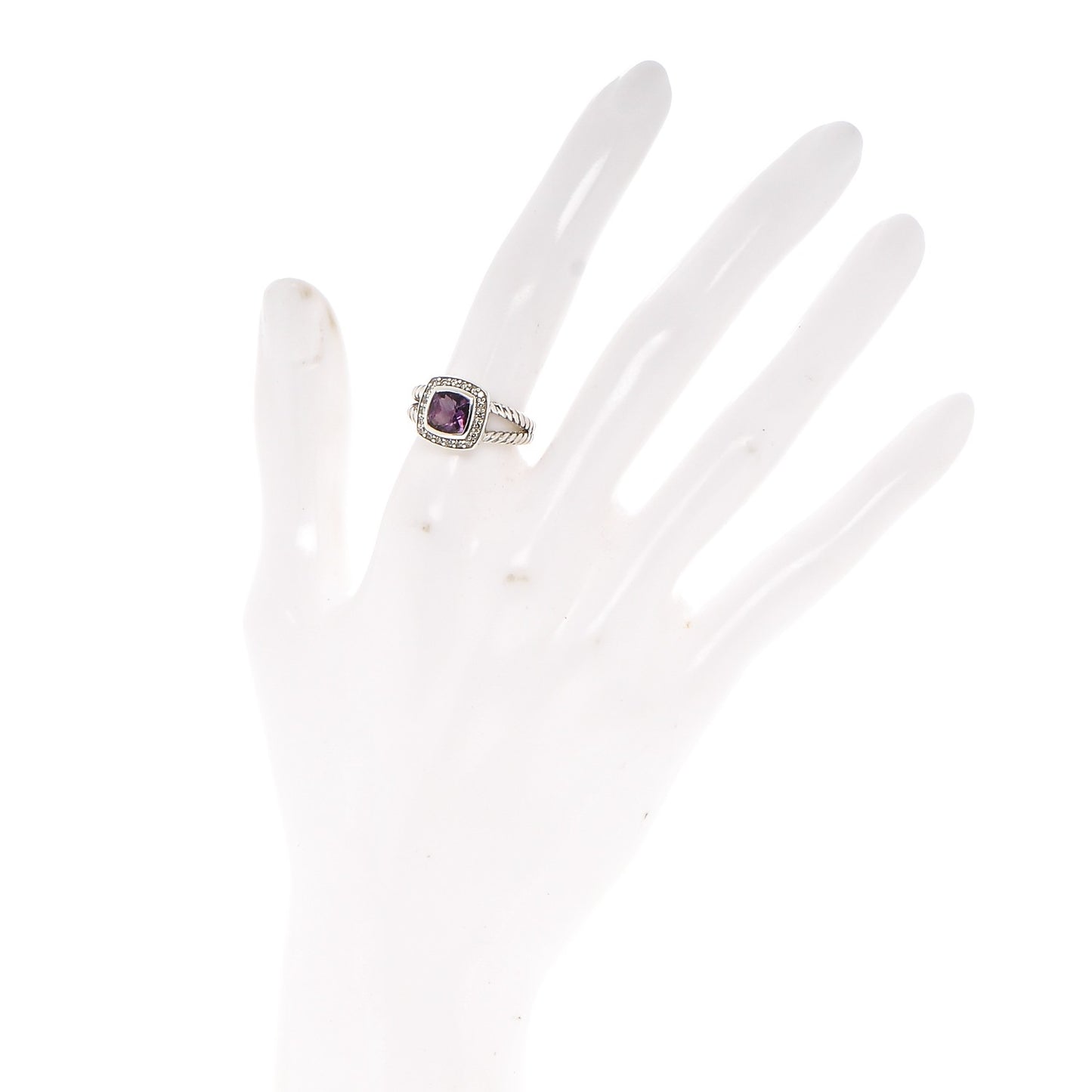 Sterling Silver Diamond Amethyst 7mm Petite Albion Ring 52 6