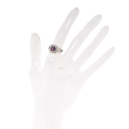 David Yurman Sterling Silver Diamond Amethyst 7mm Petite Albion Ring 52 6 2 of 6