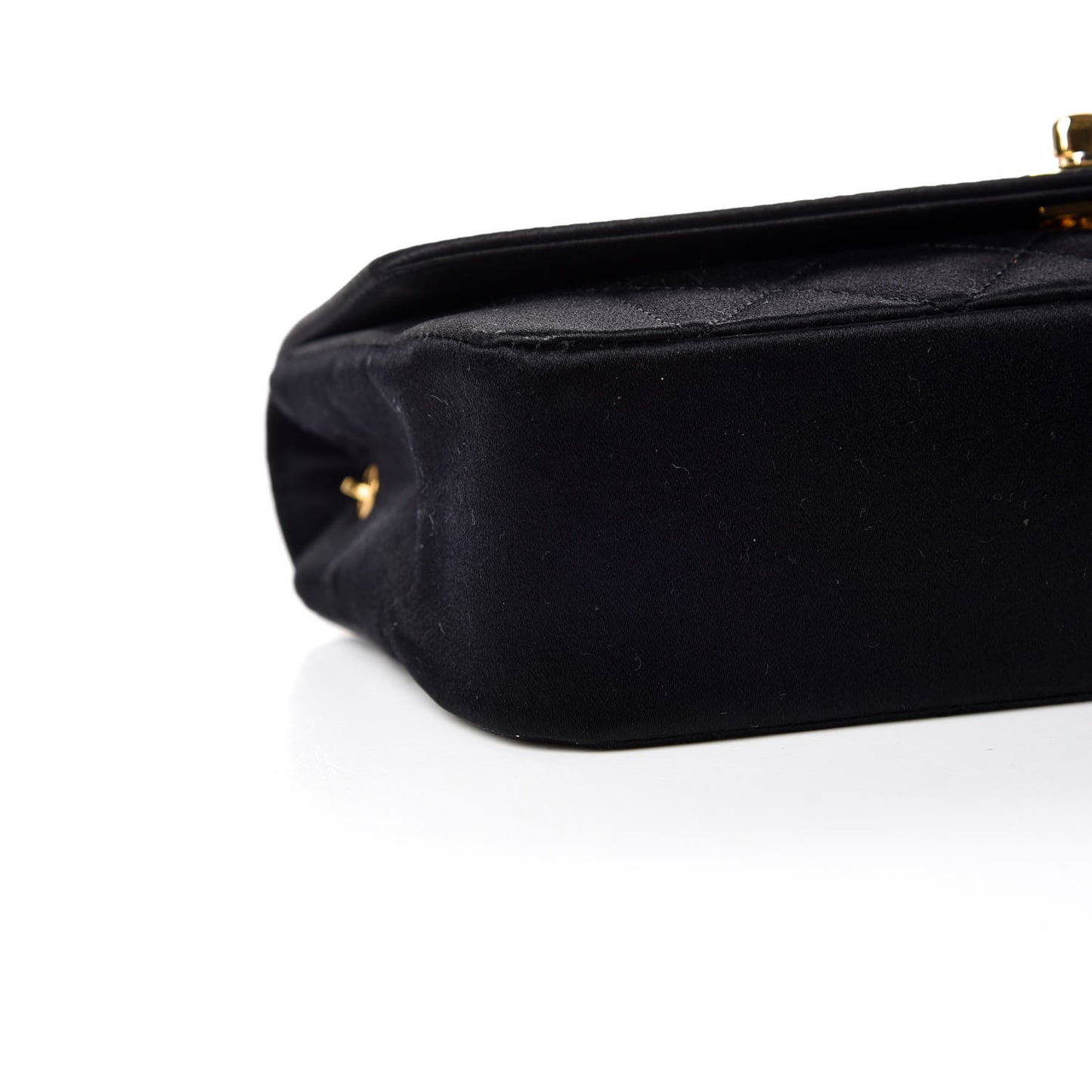Satin Quilted Evening Flap Black