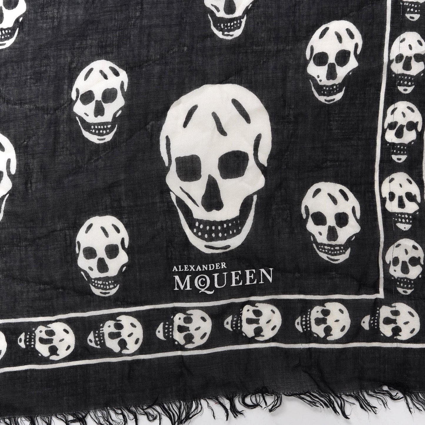 Silk Chiffon Skull Scarf Black Ivory