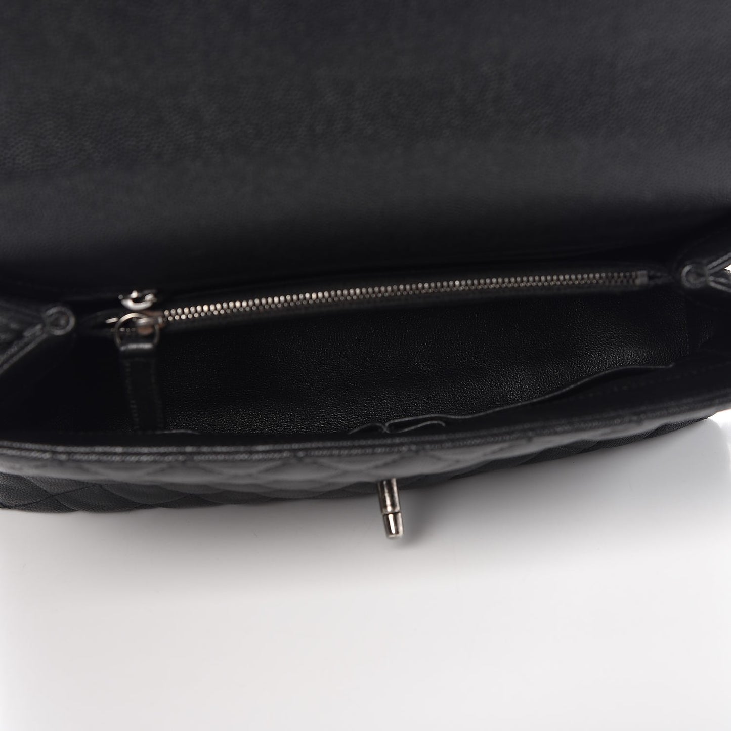 Caviar Lizard Quilted Small Coco Handle Flap Black