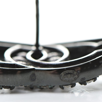 Chanel Crystal CC Earrings Black Silver 4 of 5