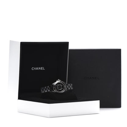 Chanel Stainless Steel Ceramic Diamond 29mm J12 Quartz Watch Black 6 of 6