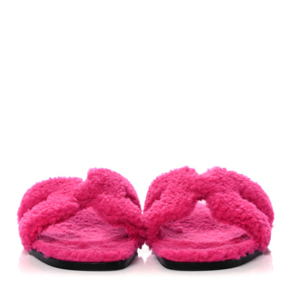 Hermes Woolskin Oran Sandals 39.5 Rose Fuchsia 2 of 7
