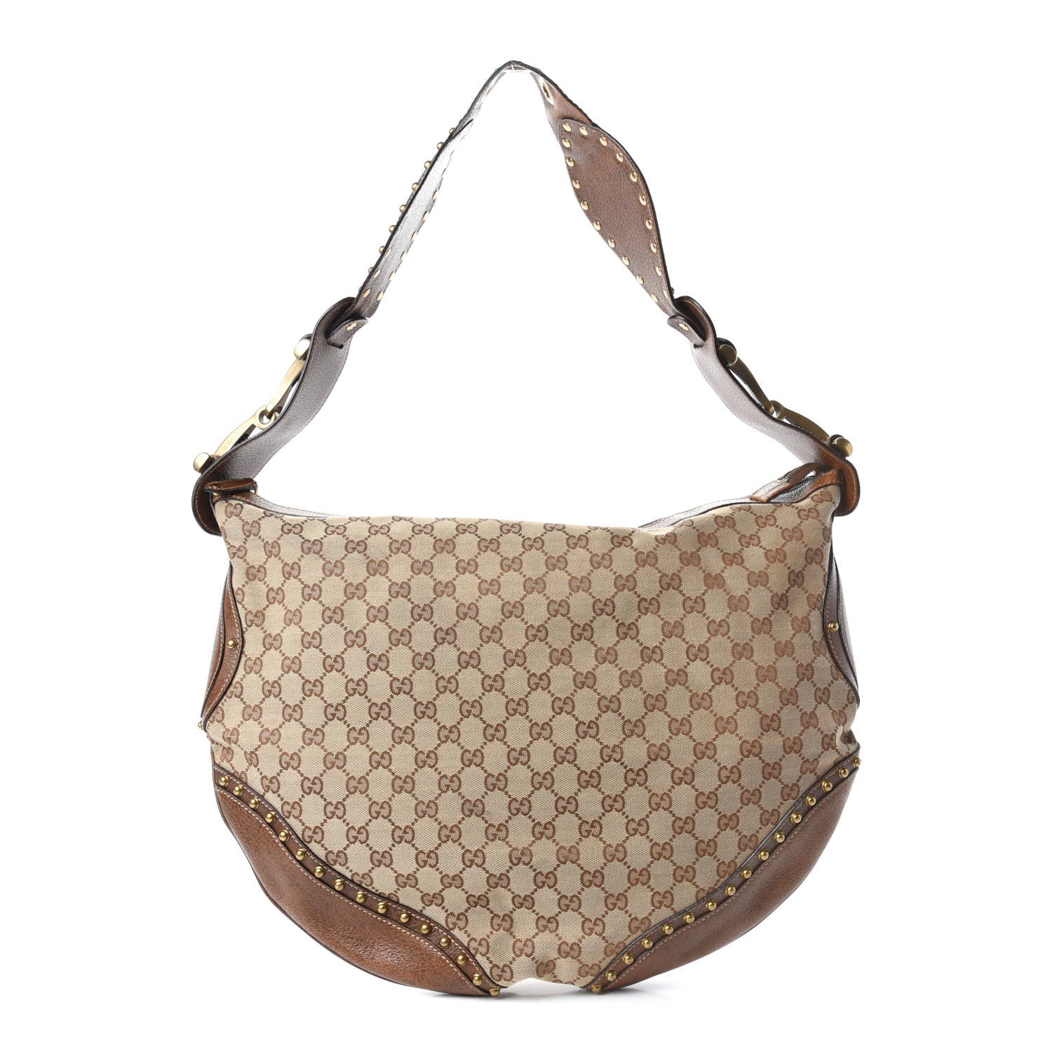 Gucci Monogram Pelham Studded Shoulder Bag Ebony 1 of 13