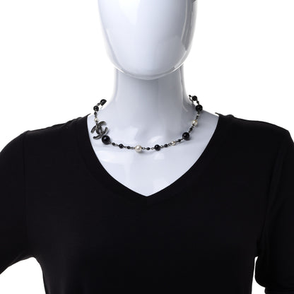 Chanel Beaded CC Short Necklace Ruthenium Black 2 of 6