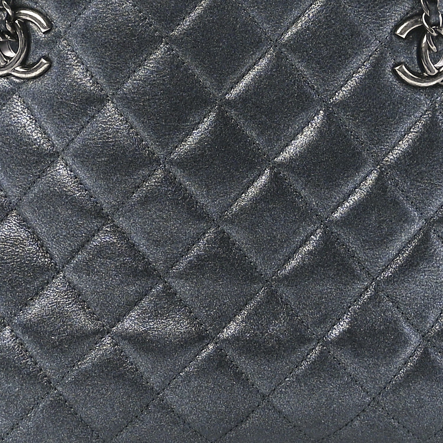 Chanel Iridescent Goatskin Quilted CC Eyelet Tote Blue 8 of 11