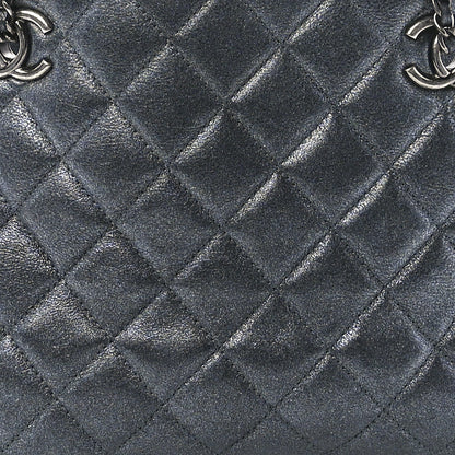 Chanel Iridescent Goatskin Quilted CC Eyelet Tote Blue 8 of 11
