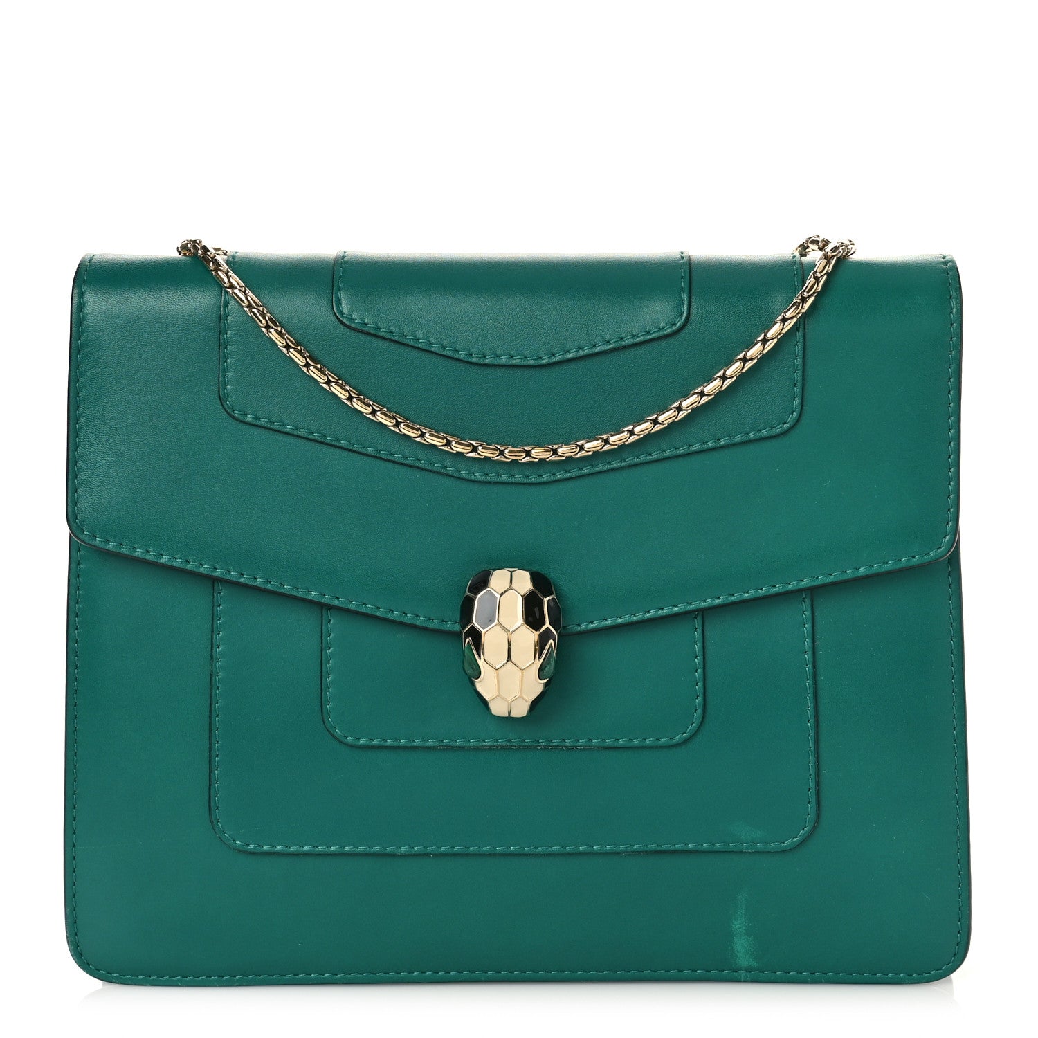 Bulgari Calfskin Small Serpenti Forever Snake Strap Crossbody Bag Emerald Green 3 of 12