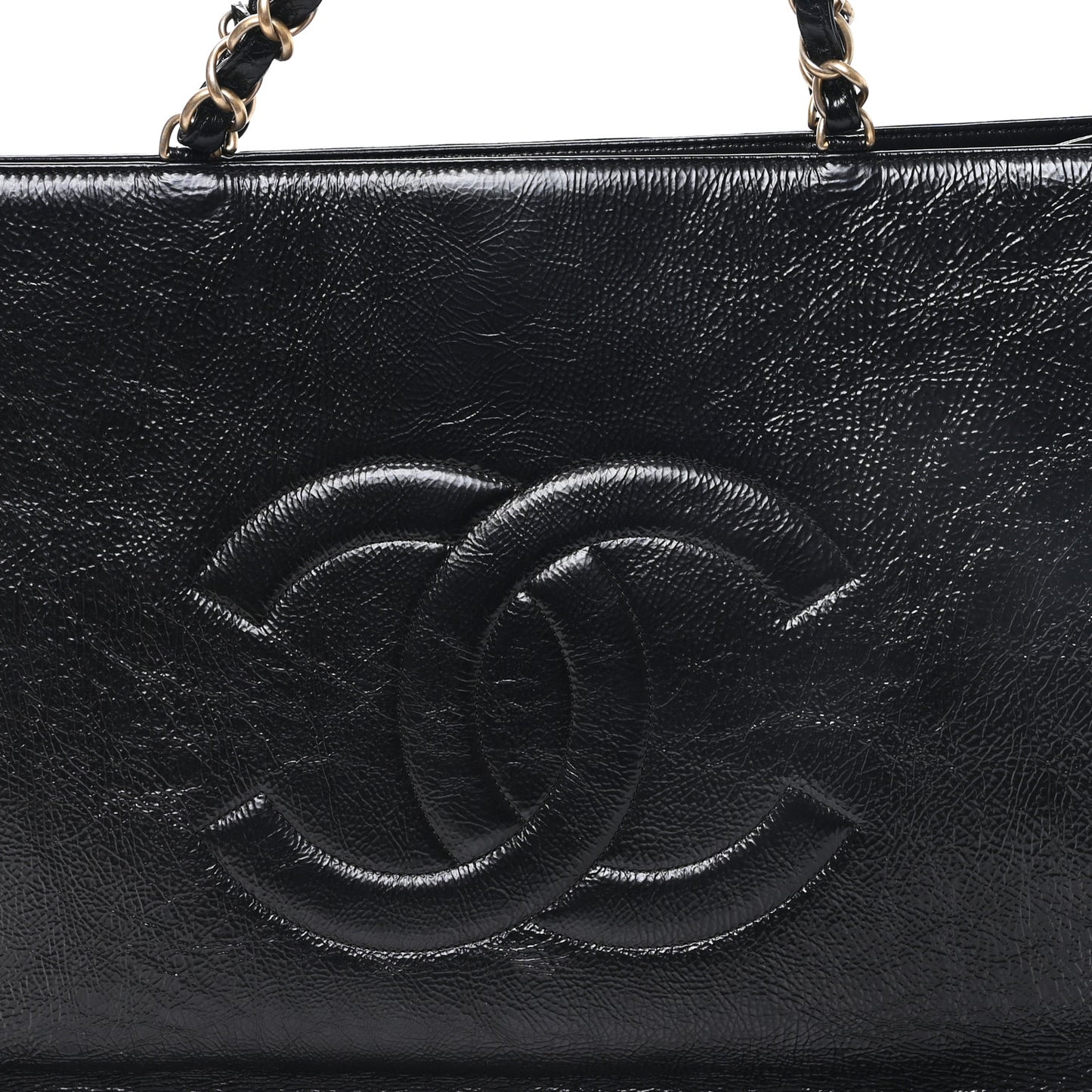 Glazed Aged Calfskin CC Tote Black