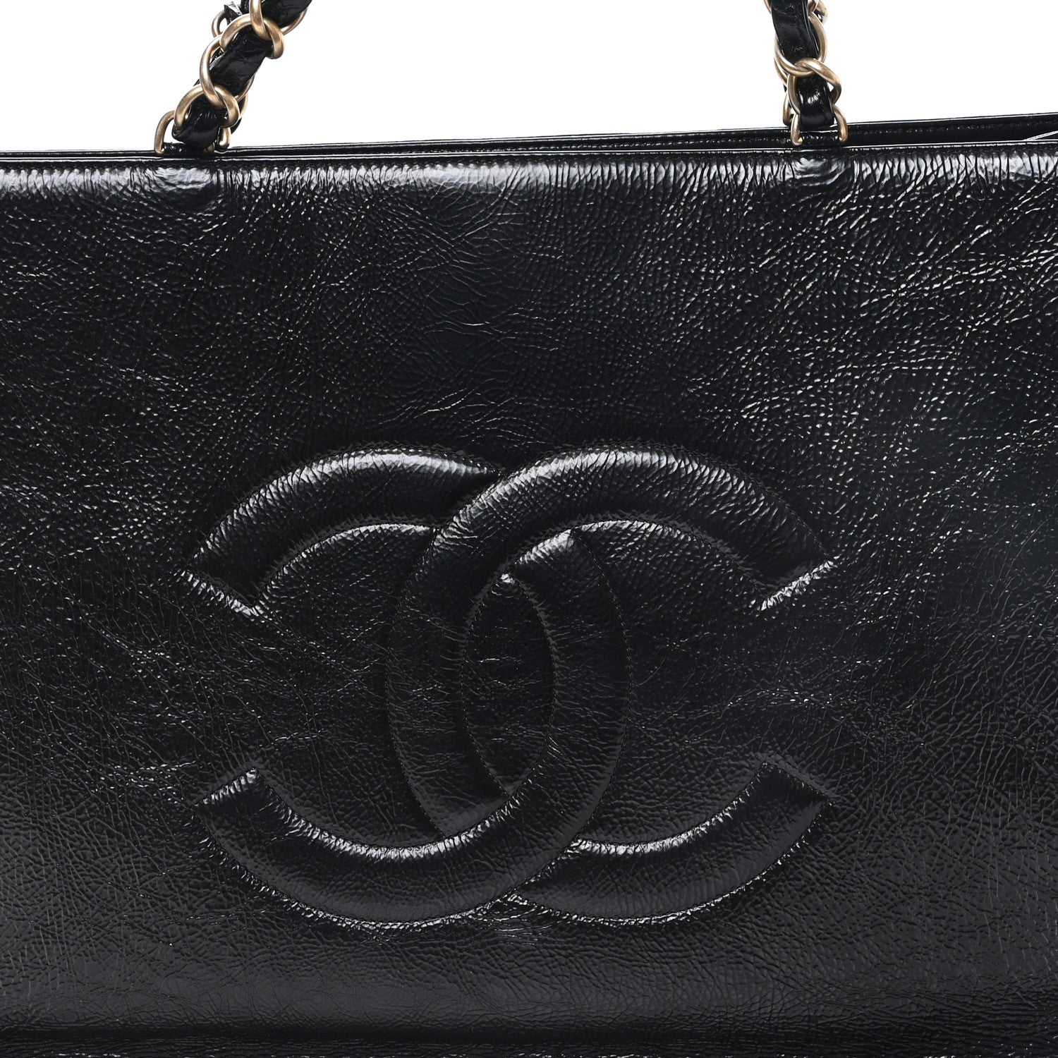 Chanel Glazed Aged Calfskin CC Tote Black 8 of 10