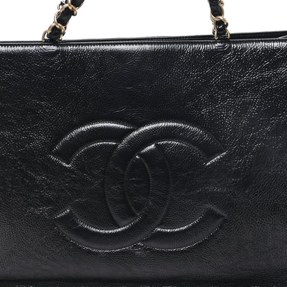 Chanel Glazed Aged Calfskin CC Tote Black 8 of 10