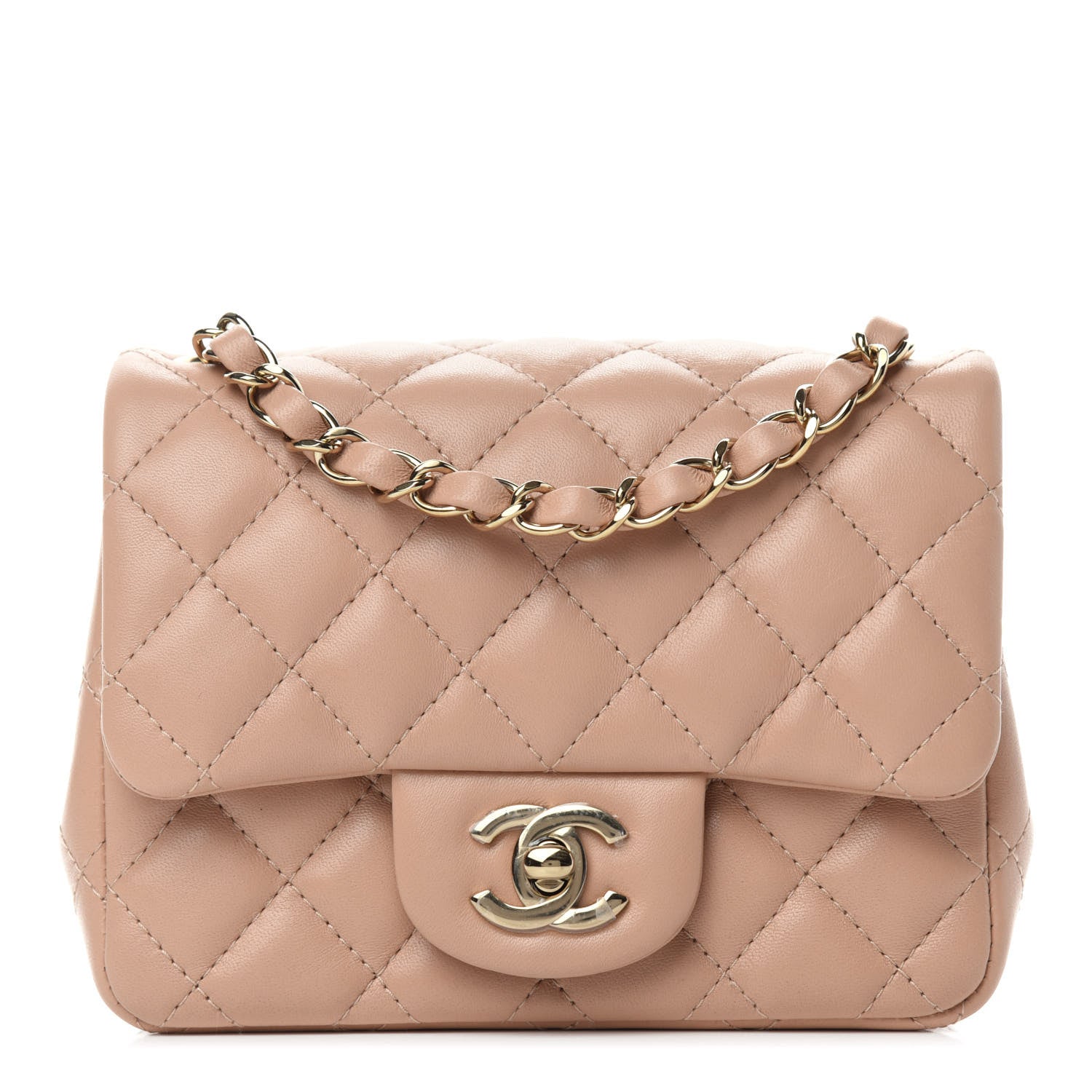 Chanel Lambskin Quilted Mini Square Flap Beige 1 of 10
