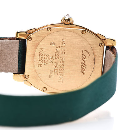 Cartier 18K Yellow Gold Satin Diamond 26mm Tortue Chinoise Quartz Watch Green 5 of 9