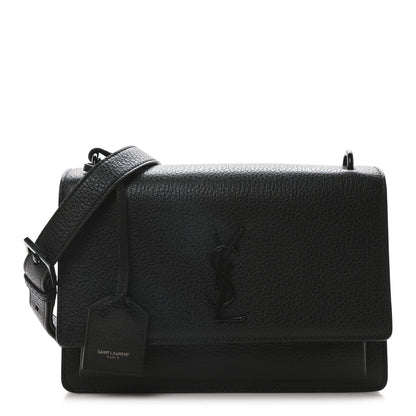 Saint Laurent Grained Calfskin Medium Monogram Sunset Satchel Black 1 of 10