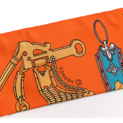 Hermes Silk Mors Et Gourmettes Remix Twilly Orange Saumon Canard 4 of 6