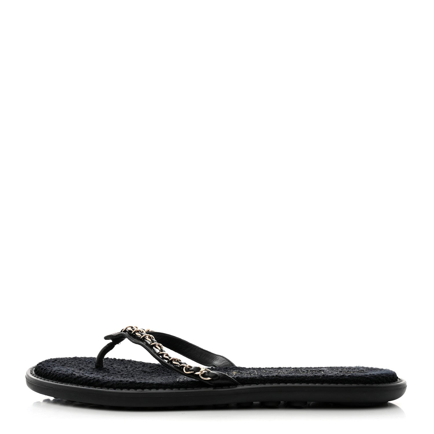 Chanel Lambskin CC Chain Thong Sandals 39 Black 1 of 8