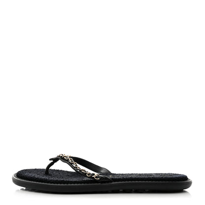 Chanel Lambskin CC Chain Thong Sandals 39 Black 1 of 8