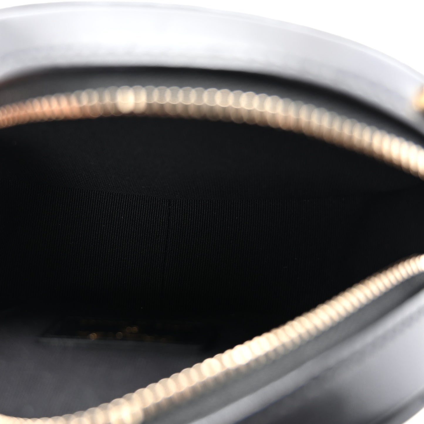 Lambskin Logo Plate Oval Clutch With Chain  Black