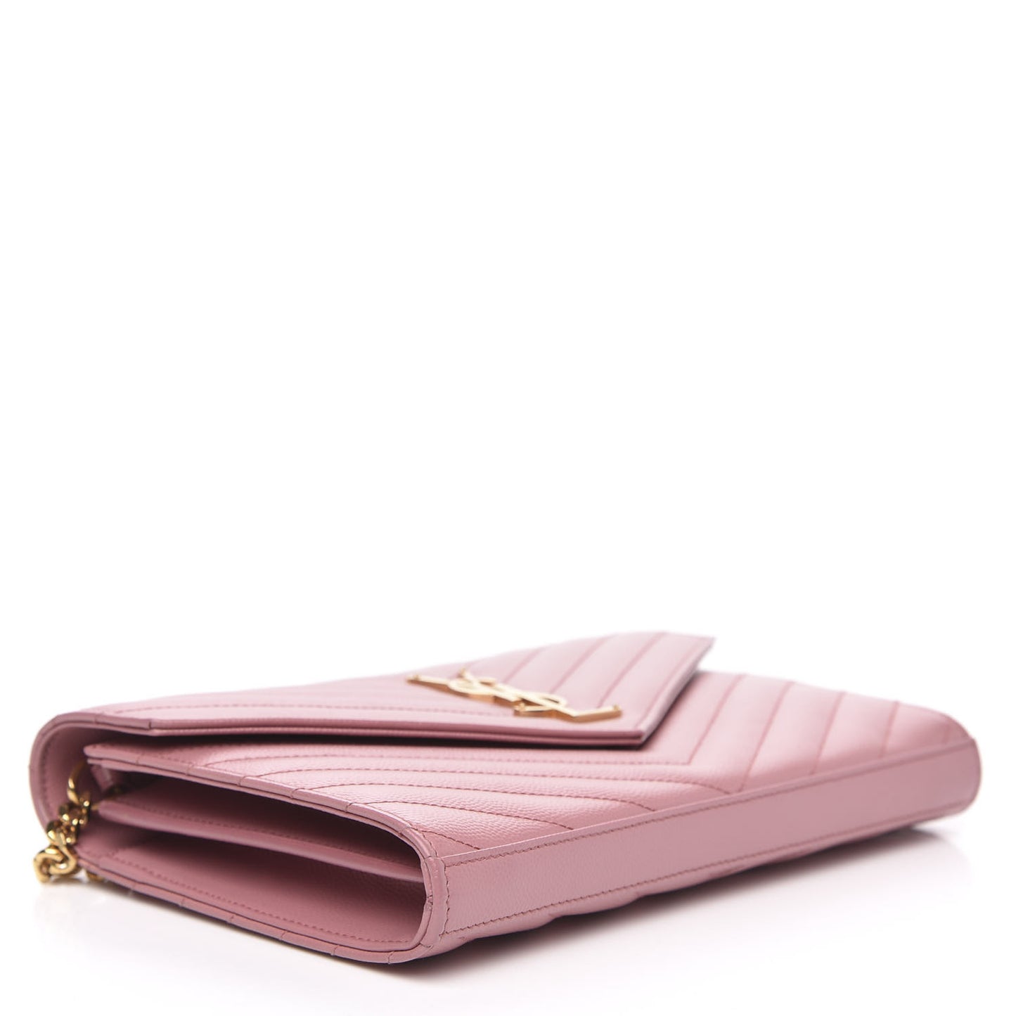 Grain De Poudre Matelasse Chevron Monogram Chain Wallet Dark Rose