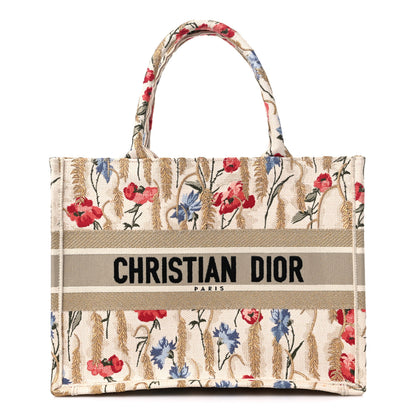 Christian Dior Canvas Embroidered Medium Hibiscus Book Tote Beige Multicolor 1 of 9