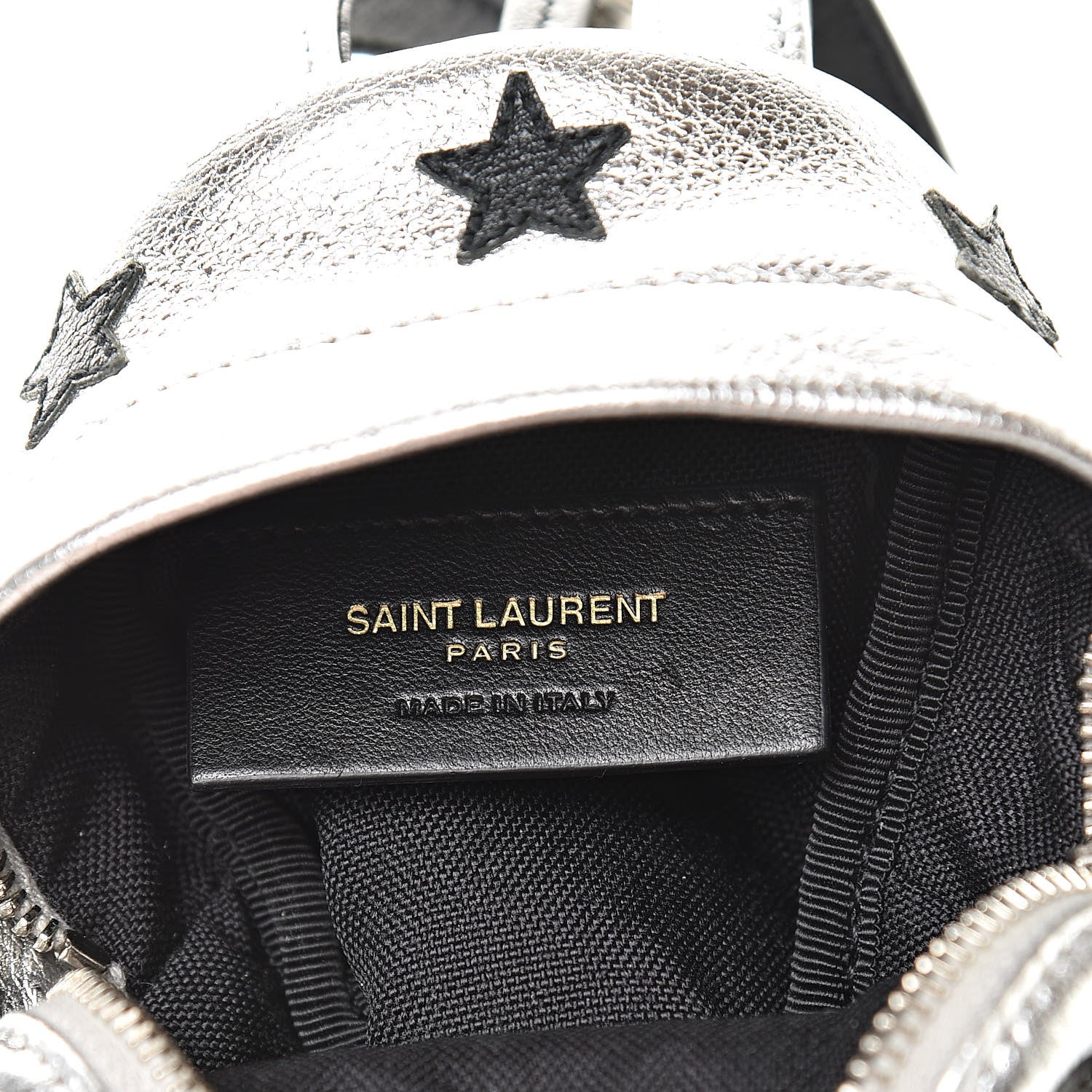 Saint Laurent Metallic Calfskin Toy California Backpack Star Keychain Silver 4 of 8