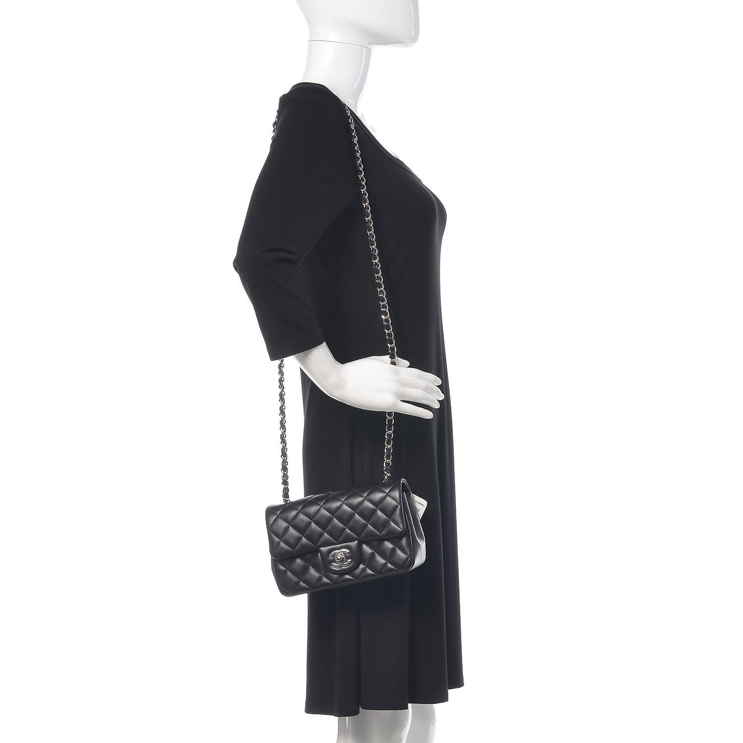 Lambskin Quilted Mini Rectangular Flap Black