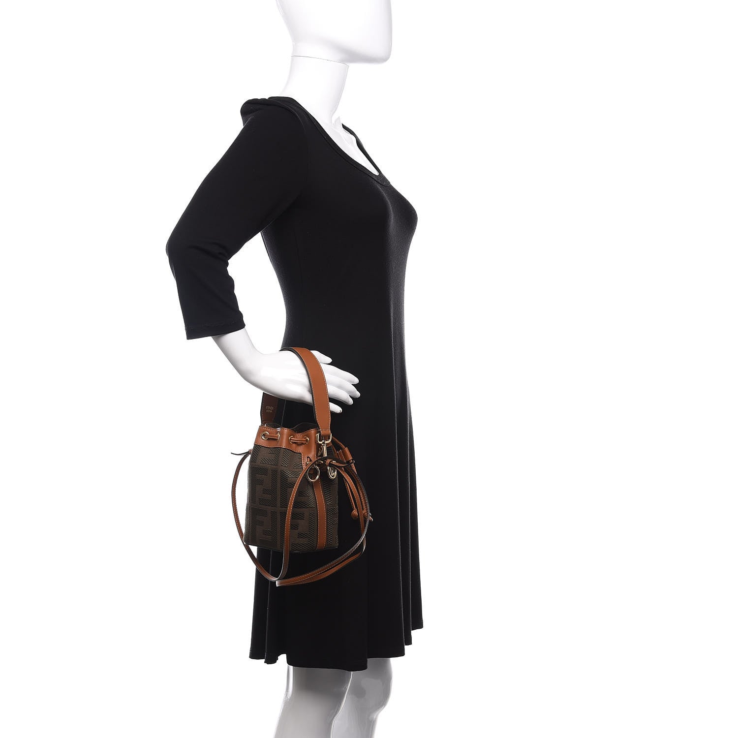 Fendi Canvas Vitello King F is Fendi FF Embroidered Mini Mon Tresor Bucket Bag Amazzonia Cuoio 2 of 12