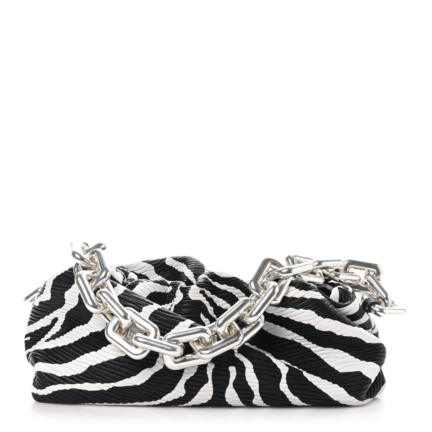 Bottega Veneta Nappa Zebra Print The Pouch Chain White Black 1 of 11