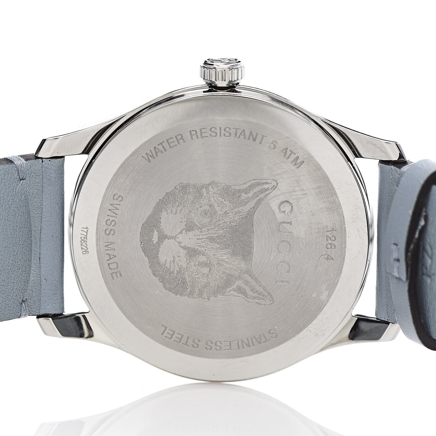 Stainless Steel Calfskin Blue Mother of Pearl 38mm G-Timeless Cat Quartz Watch