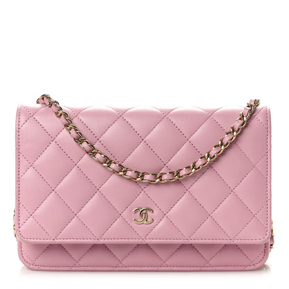 Chanel Lambskin Quilted Wallet On Chain WOC Pink 1 of 11