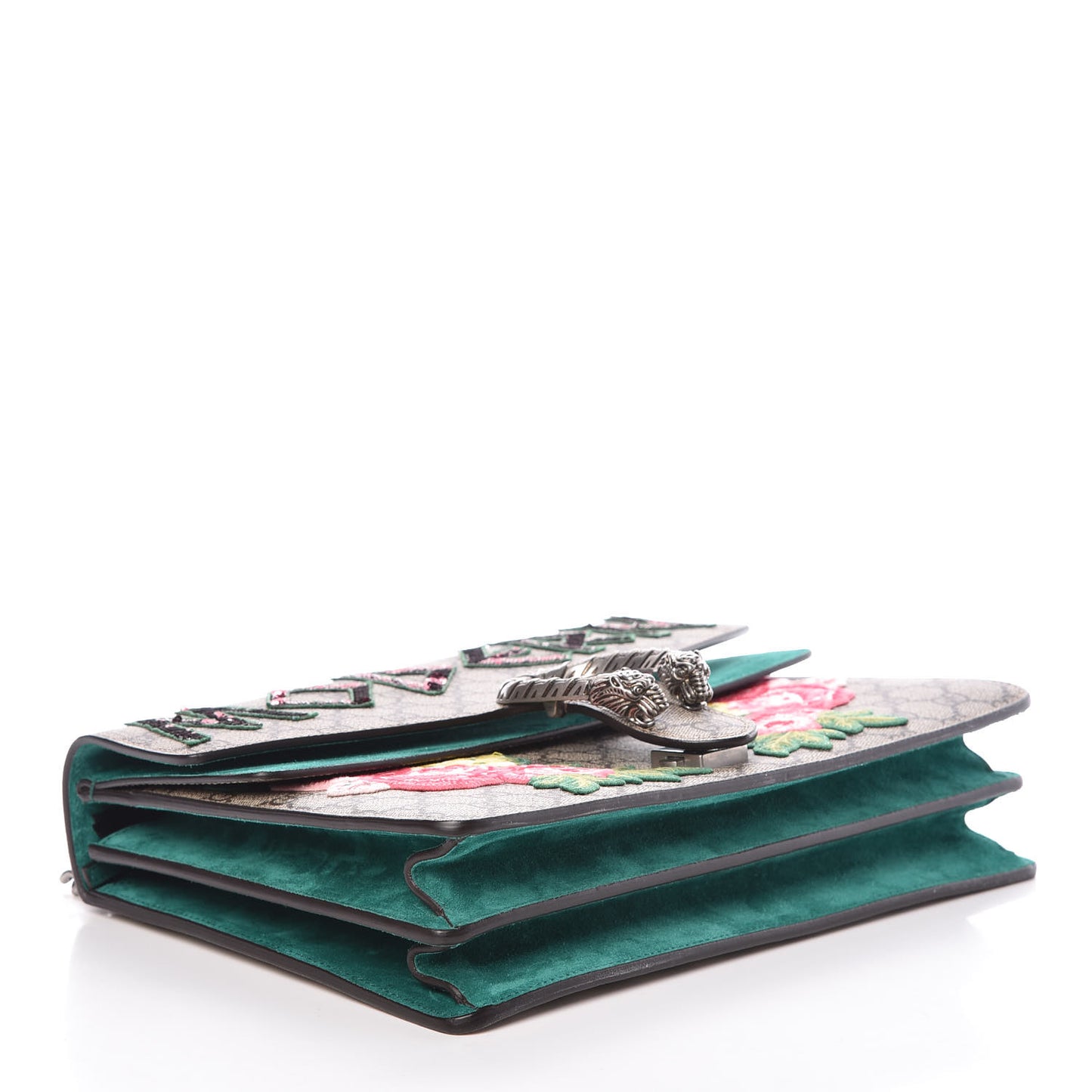GG Supreme Monogram Embroidered Medium Dionysus Shoulder Bag Emerald