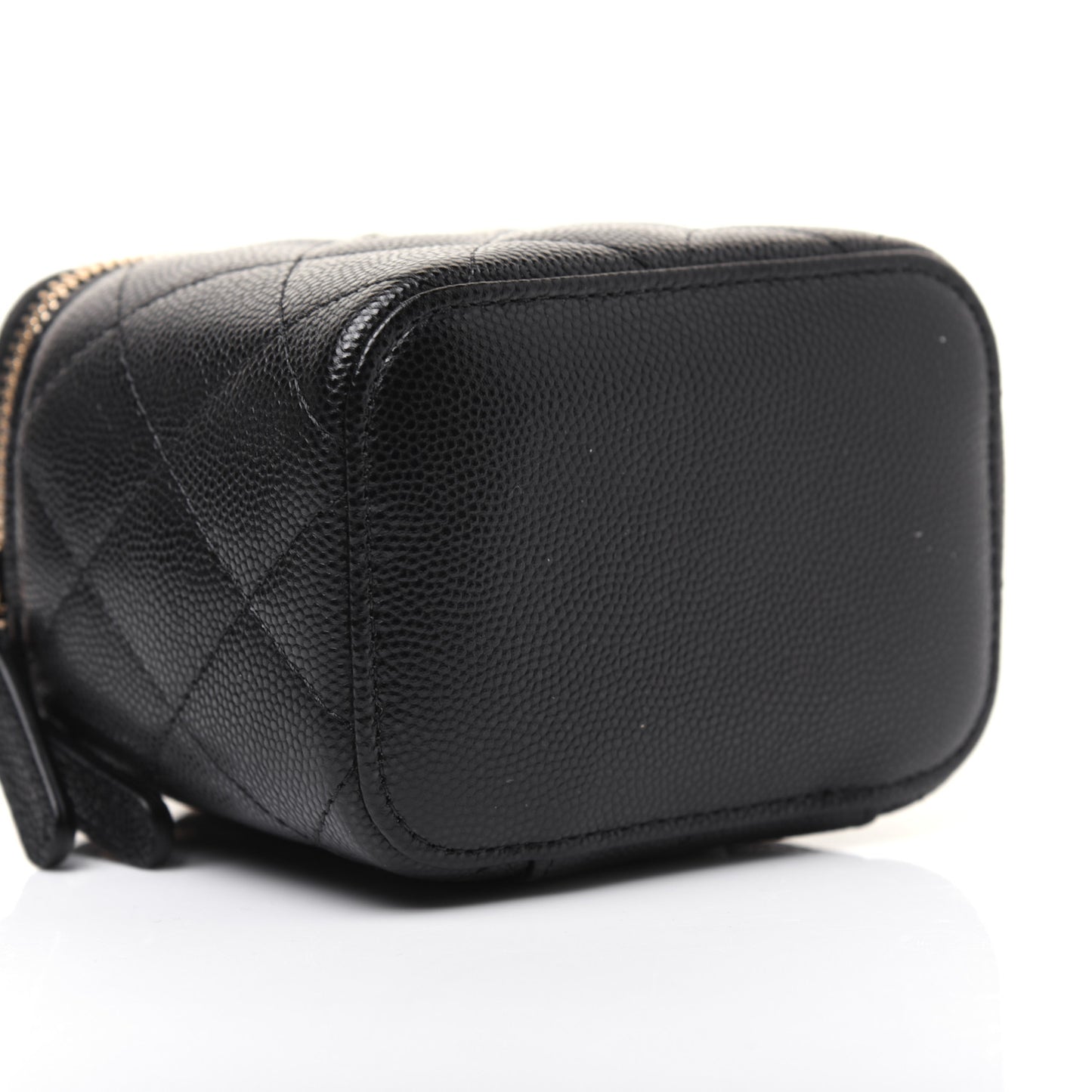 Caviar Quilted Mini Vanity Case With Chain Black