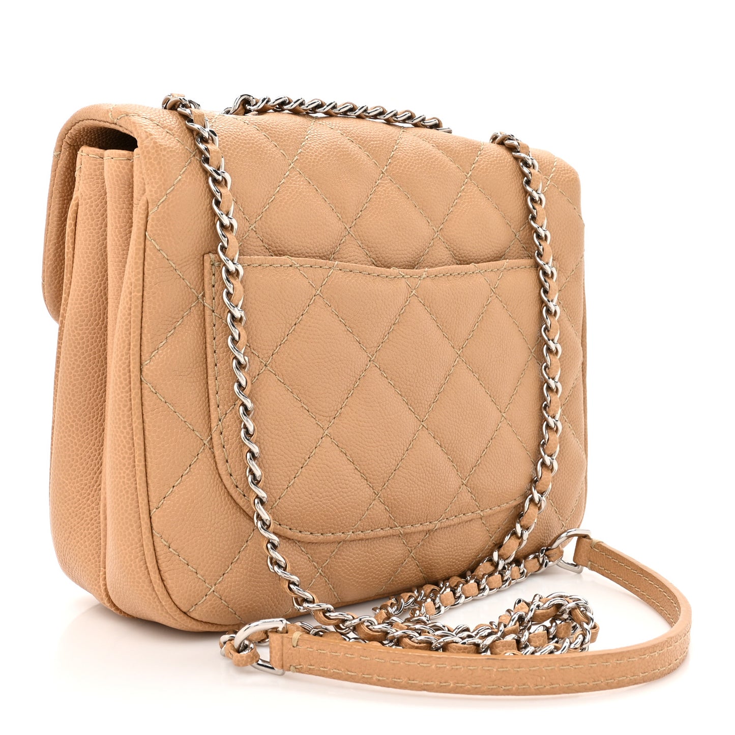 Caviar Quilted Small Urban Companion Flap Beige