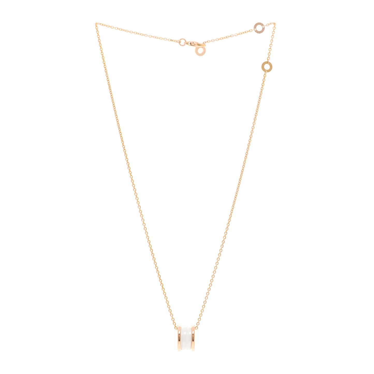 18K Rose Gold White Ceramic B.Zero1 Pendant Necklace