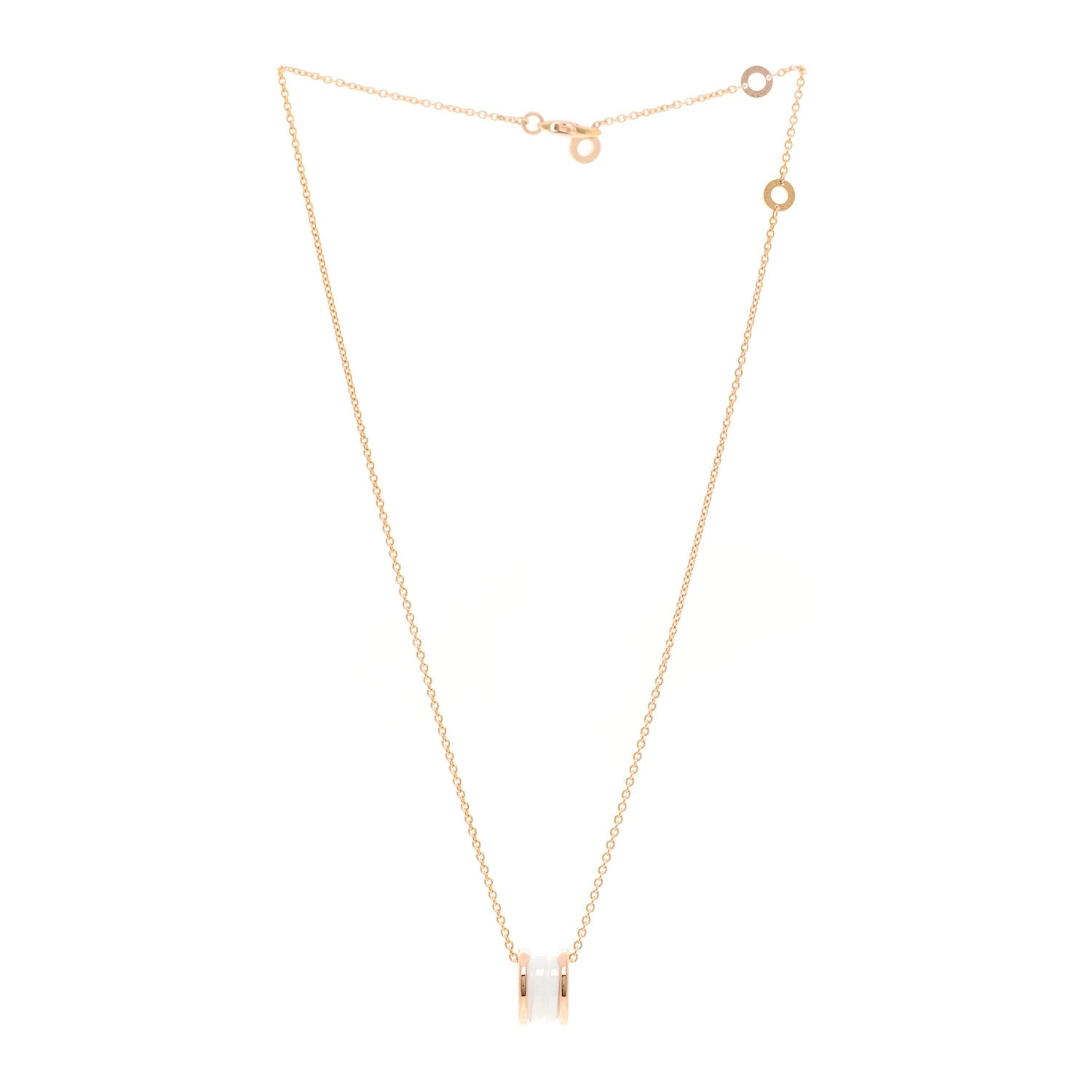 Bulgari 18K Rose Gold White Ceramic B.Zero1 Pendant Necklace 3 of 4