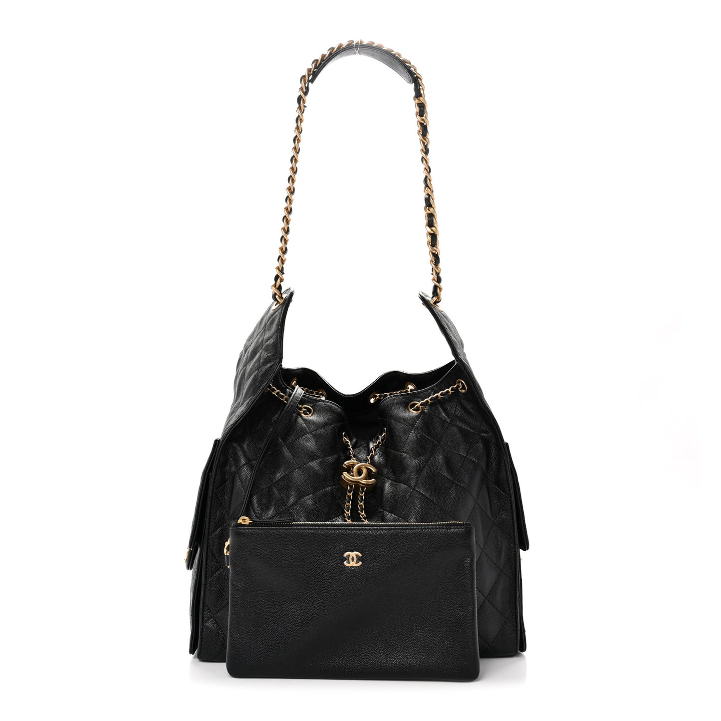 Caviar Quilted Medium Chanel 25 Handbag Black