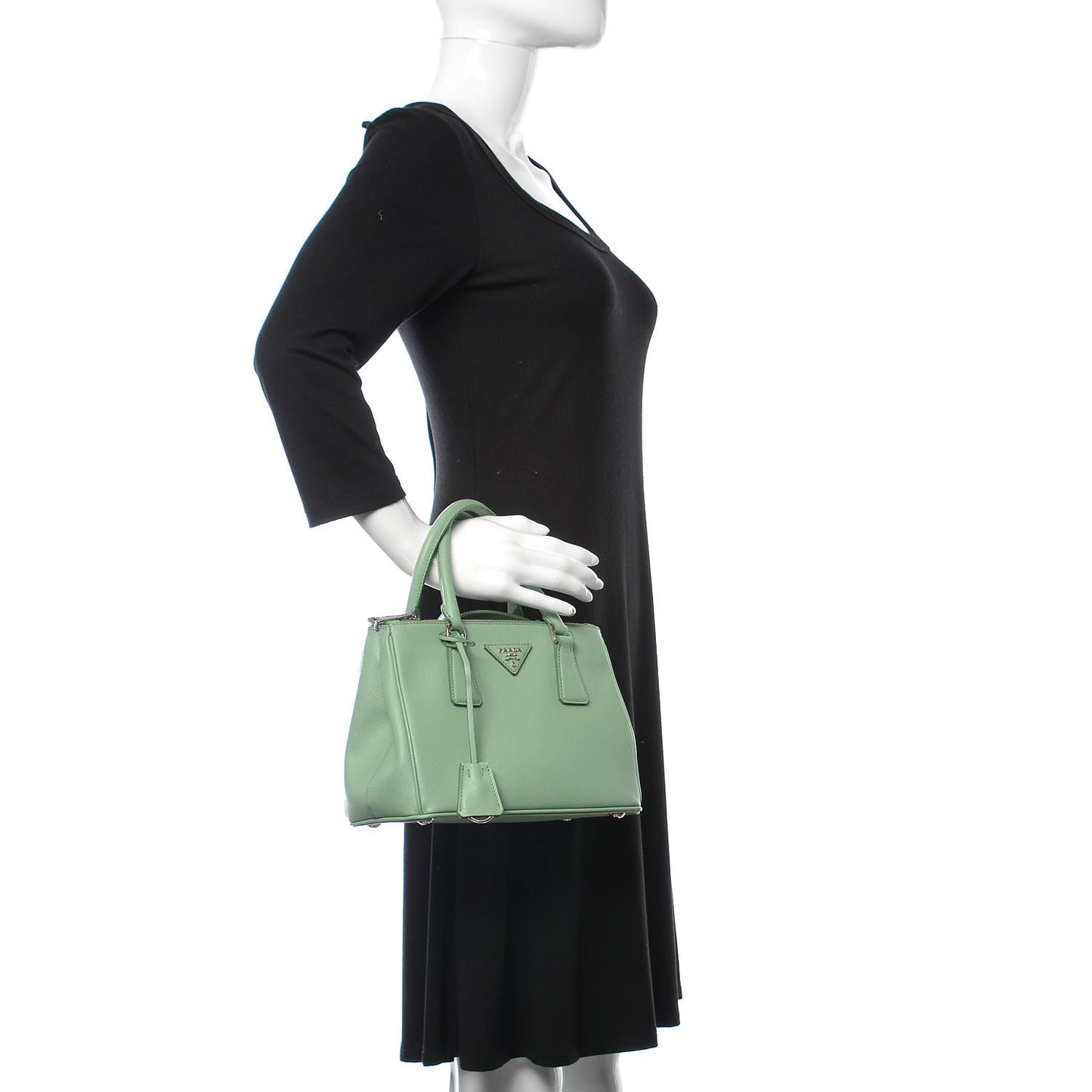 Saffiano Lux Small Galleria Double Zip Tote Acquamarina