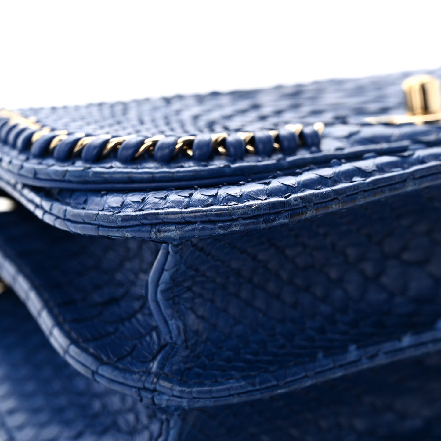 Snakeskin Small Braided Chic Flap Blue
