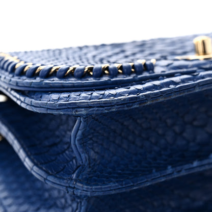 Chanel Snakeskin Small Braided Chic Flap Blue 11 of 19