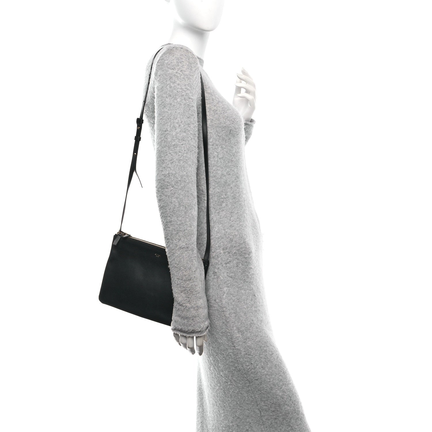 Celine Lambskin Small Trio Crossbody Bag Black 2 of 9