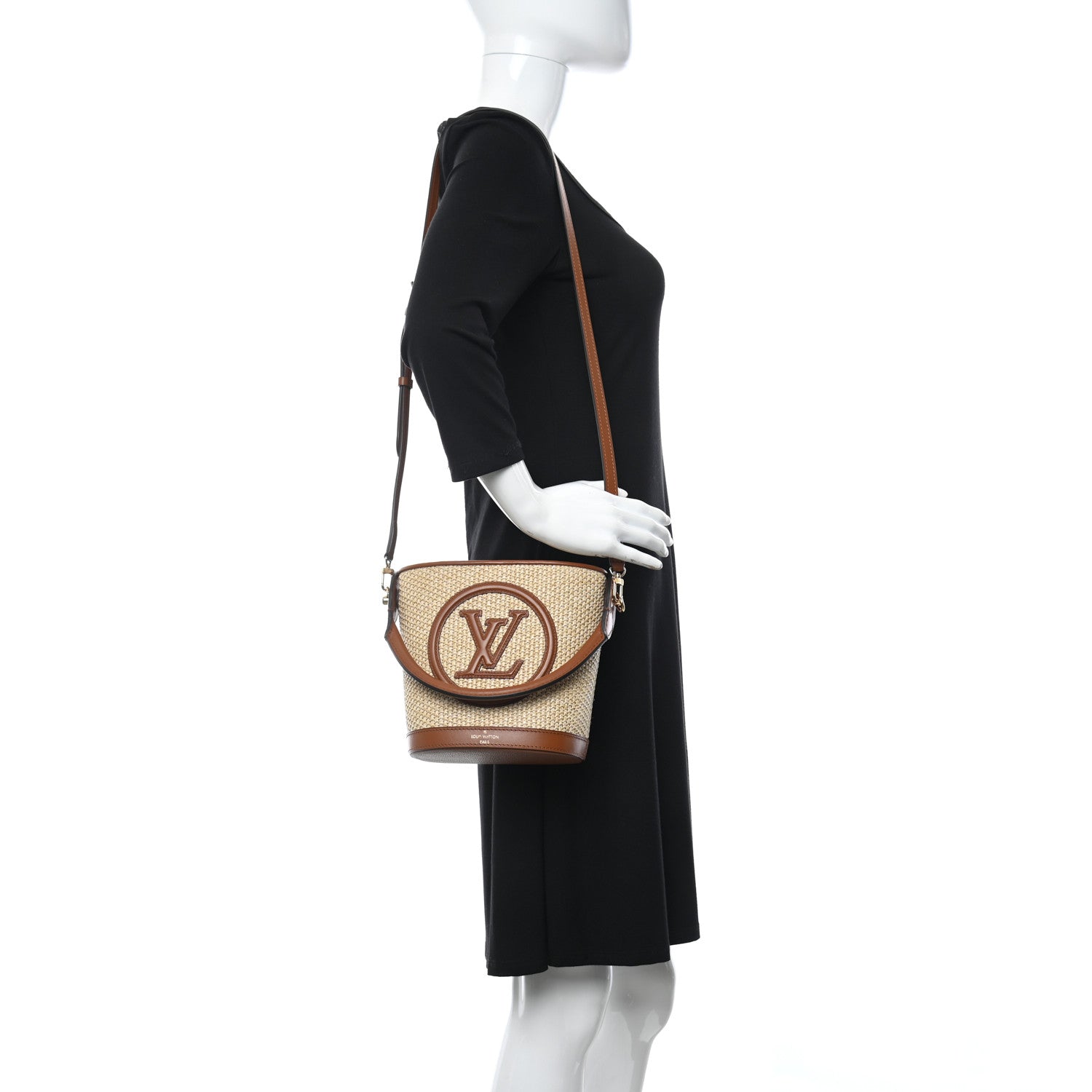 Louis Vuitton Kitted Raffia Petit Bucket Caramel 2 of 10