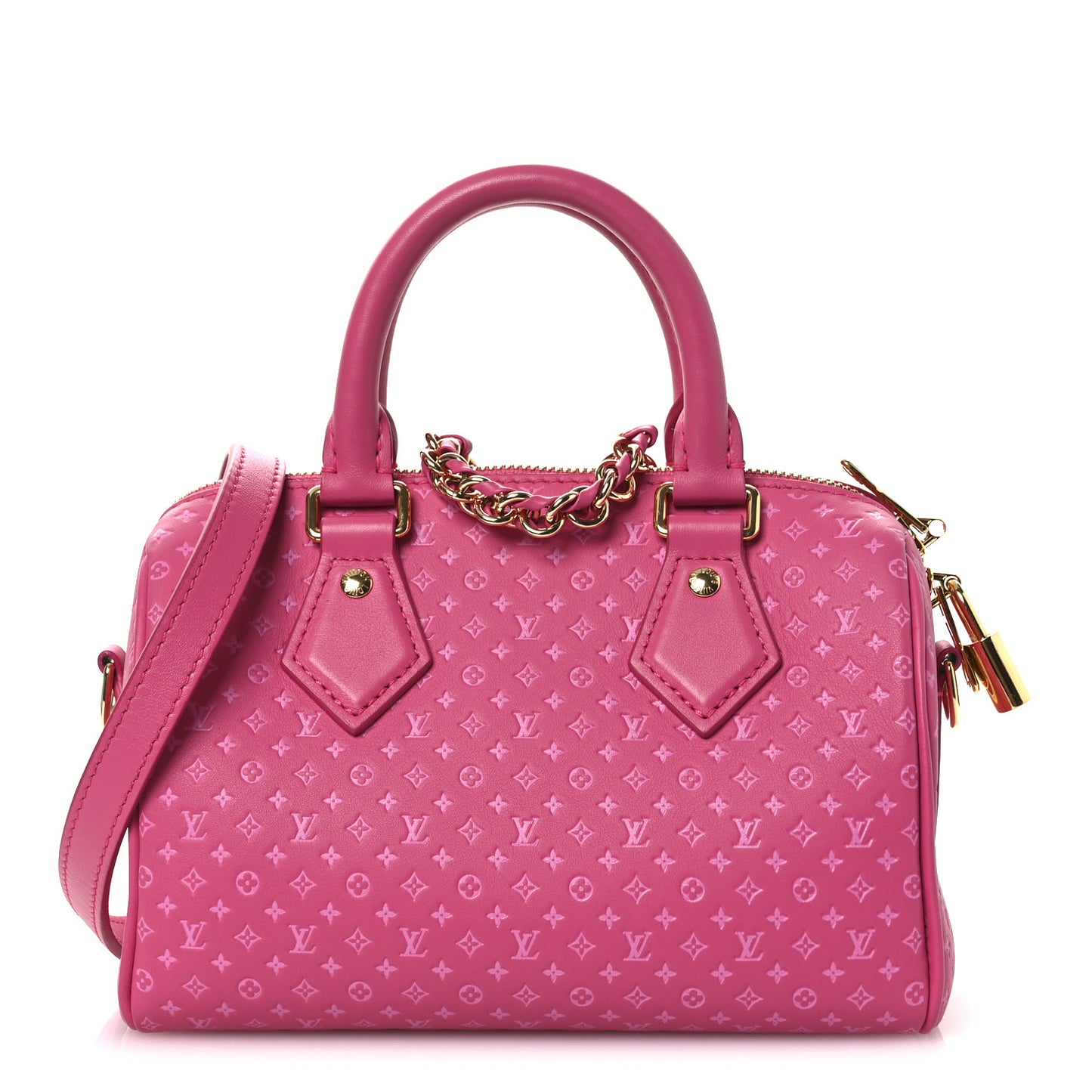 Calfskin Nanogram Embossed Speedy Bandouliere 20 Rose